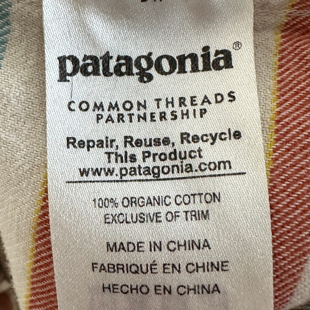 Patagonia Women’s Heywood Flannel Shirt Pinyon Stripe Toasted White Size 8 - Picture 5 of 6